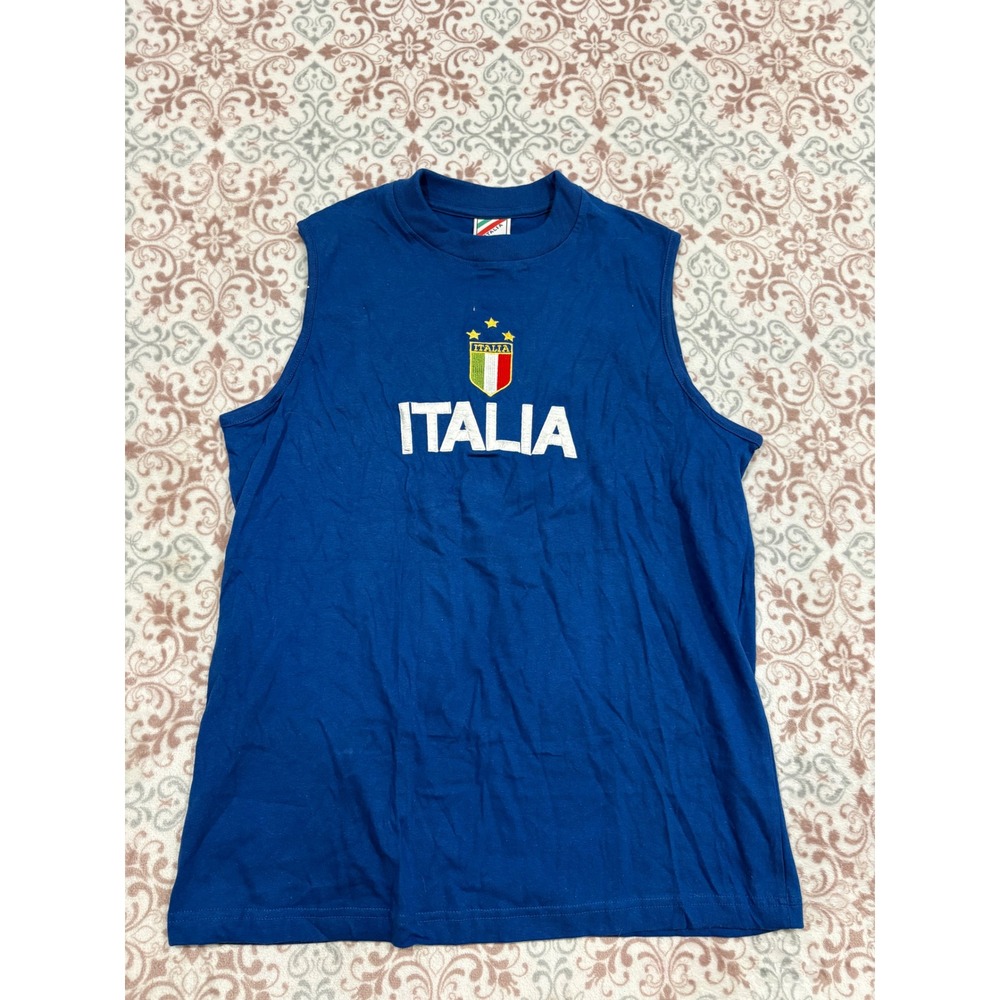 Italia Soccer Italy National Team Blue Sleeveless Muscle Tank Top Mens Large
